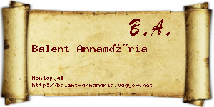 Balent Annamária névjegykártya